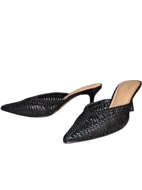 10 - EUC - INC International Concepts Black Woven Pointed-Toe Mule Heels